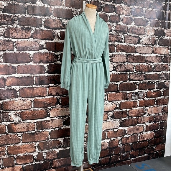 Hyfve Jumpsuit Women's Large Green Long Sleeve V-Neck - Picture 8 of 16